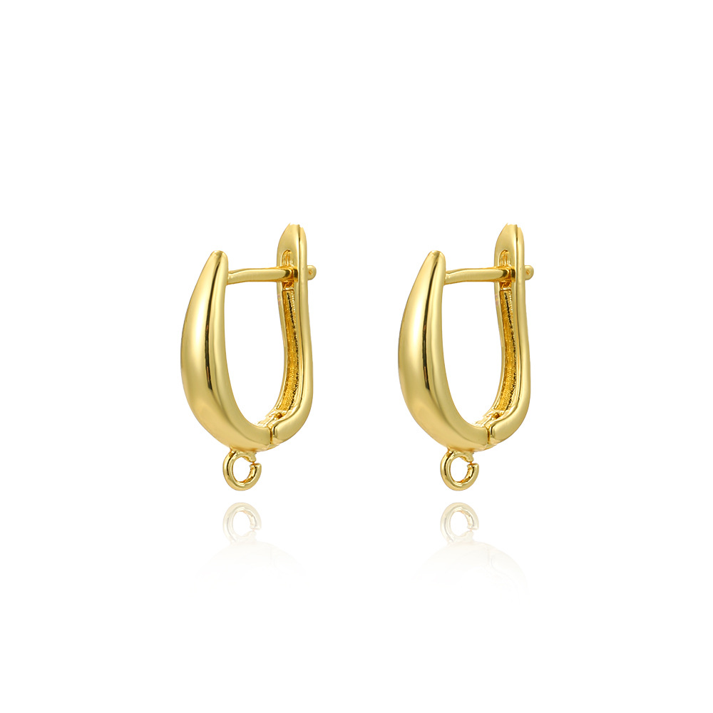 Copper plated 18K gold shiny U-shaped earring hooks, simple DIY earring ear buckle jewelry handmade accessories materials