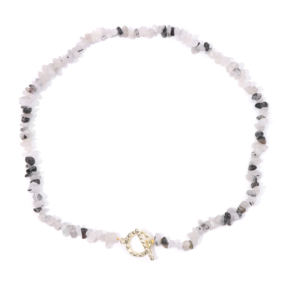 Crushed stone necklace for women irregular artificial stone beads OT clasp unisex necklace accessory