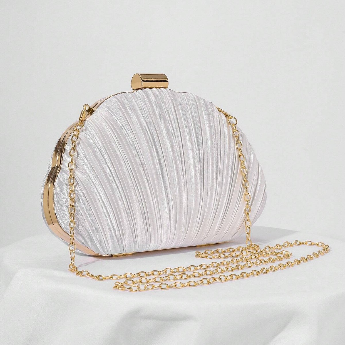 2025 New Shell Evening Bag Pleated Clutch Dress Evening Bag Cheongsam Banquet Bag