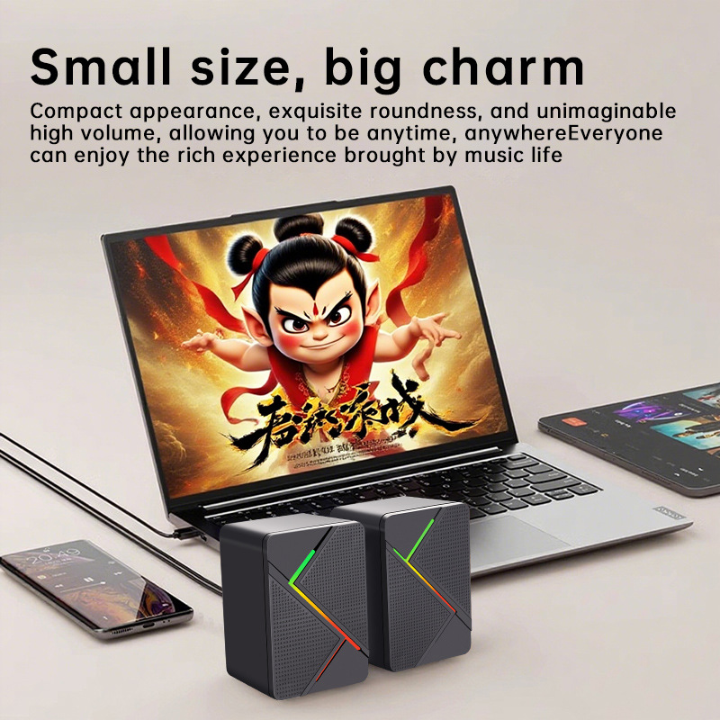 New computer colorful glowing speaker multimedia desktop game mini wired USB desktop small speaker