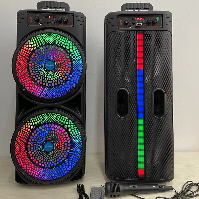 Dual 8-inch Wired Bluetooth Speaker Portable Light Ring Light Outdoor Square Dance Speaker High Power Heavy Bass