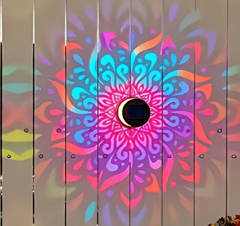 Solar Mandala Wall Light Outdoor Wall Mounted Garden Courtyard Projection Decoration Atmosphere Light