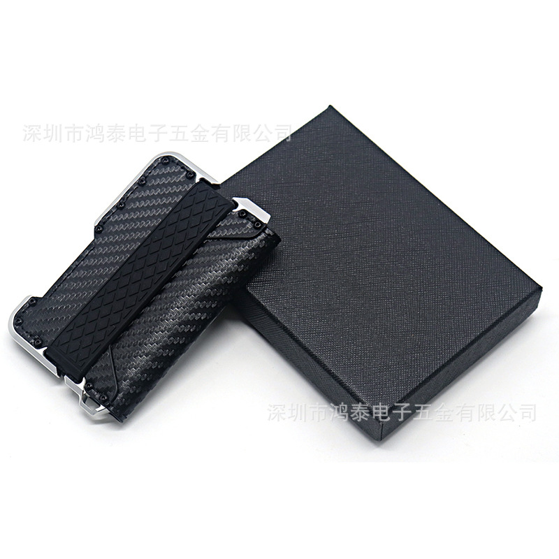 Special Supply Top Layer Leather Aluminum Alloy Card Case Microfiber Leather Metal Wallet Dual Fold Design RFID Shielding Function