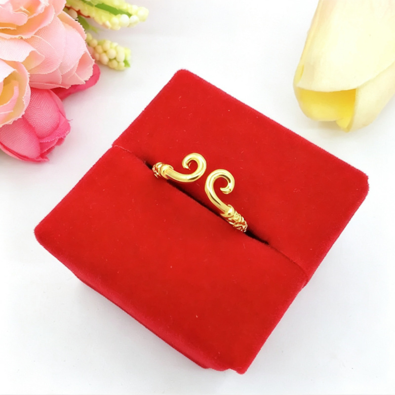 520 couple sand gold tight curse bracelet copper gold-plated live mouth如意 gold hoop stick ring set national style