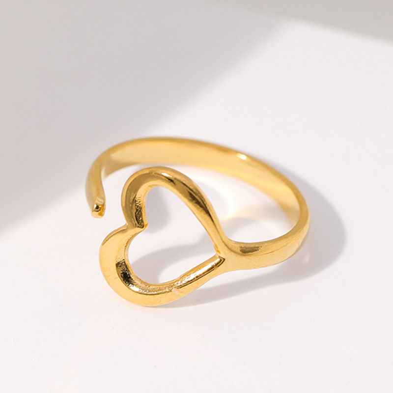 Titanium steel ring women leaf love shape niche simple open stainless steel ring
