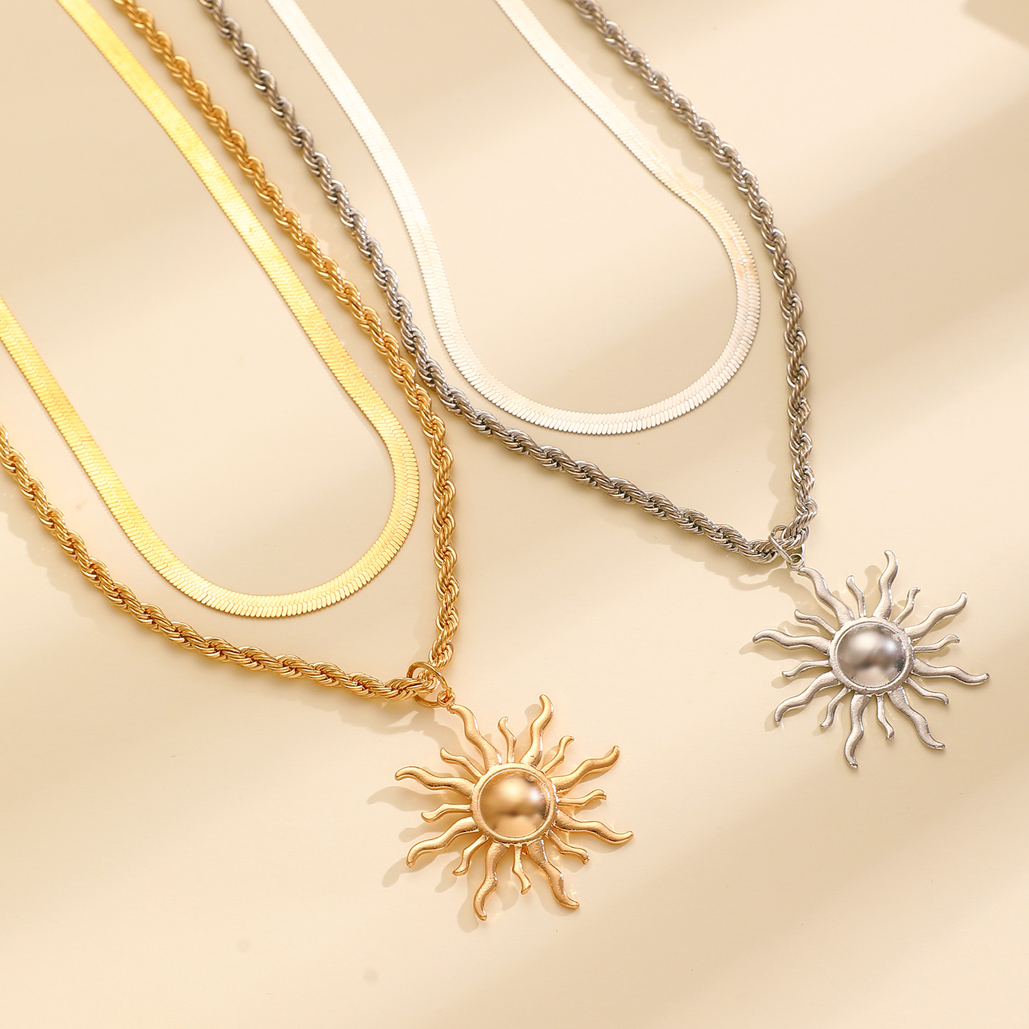 Sunflower Flame Pendant Necklace Niche Stacking Sun Collarbone Chain