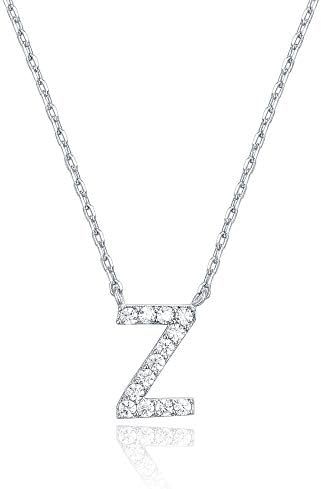 Simple Zirconia S925 Silver Letter Necklace Women's Platinum Plated Necklace Clavicle Chain