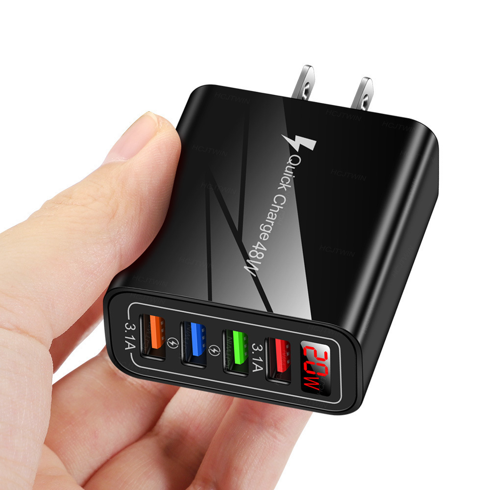 4USB Digital Display Phone Charger UK Multi-Port with Screen Charging Head