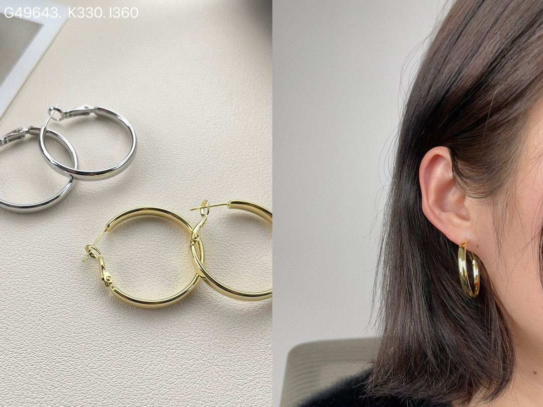 Oubiyabi Minimalist Smooth Large Circle Earrings Metal Plain Circle Ear Cuff Ear Accessories 45232