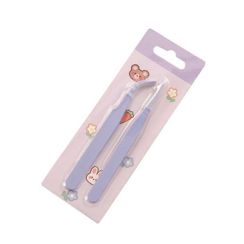 Hand account tweezers stainless steel DIY hand account clip colorful macaron straight curved eyelash tweezers