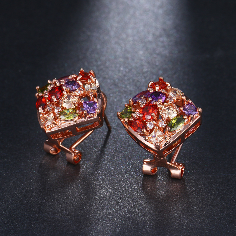 Colorful zircon earrings women earrings copper micro-set zircon luxury jewelry