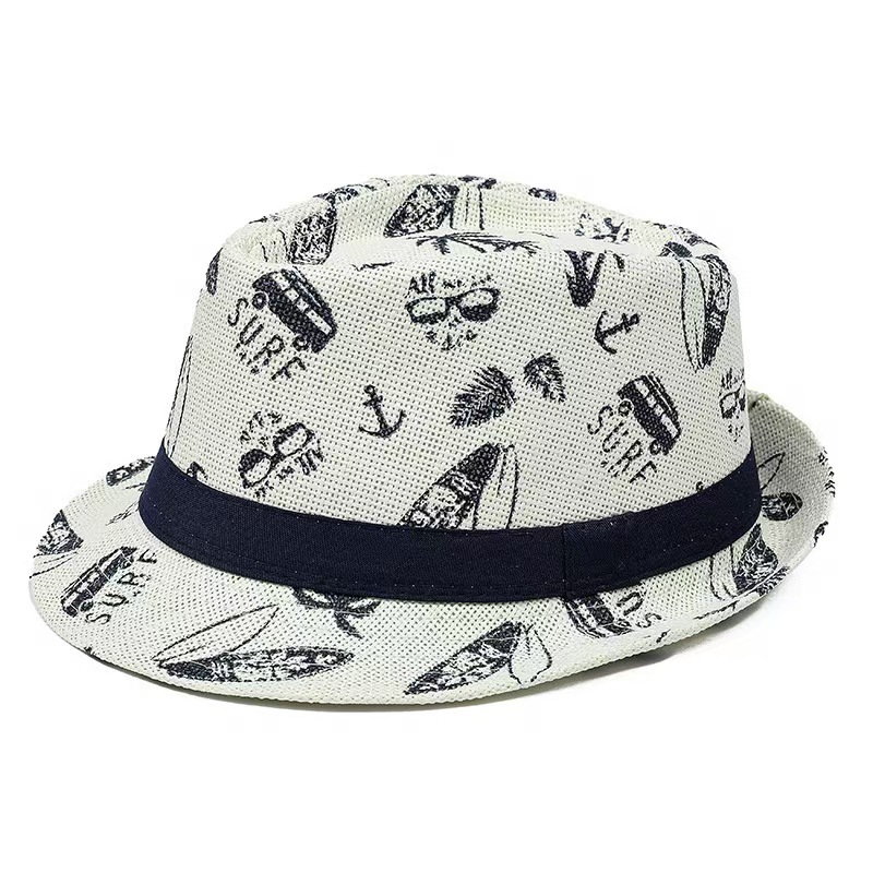 Hat Men's 2021 Summer Linen Paper Straw Breathable and Refreshing Small Fedora Construction Site Sun Hat