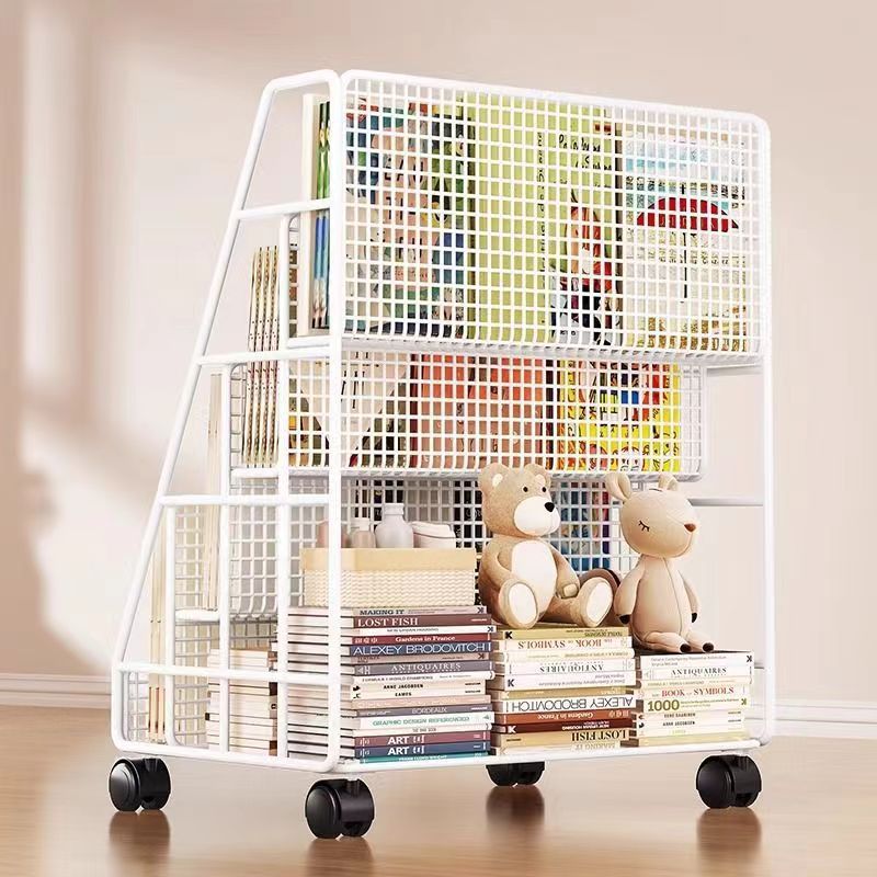 Mobile bookshelf children's picture book storage rack under table storage rack floor universal wheel household simple student bookcase