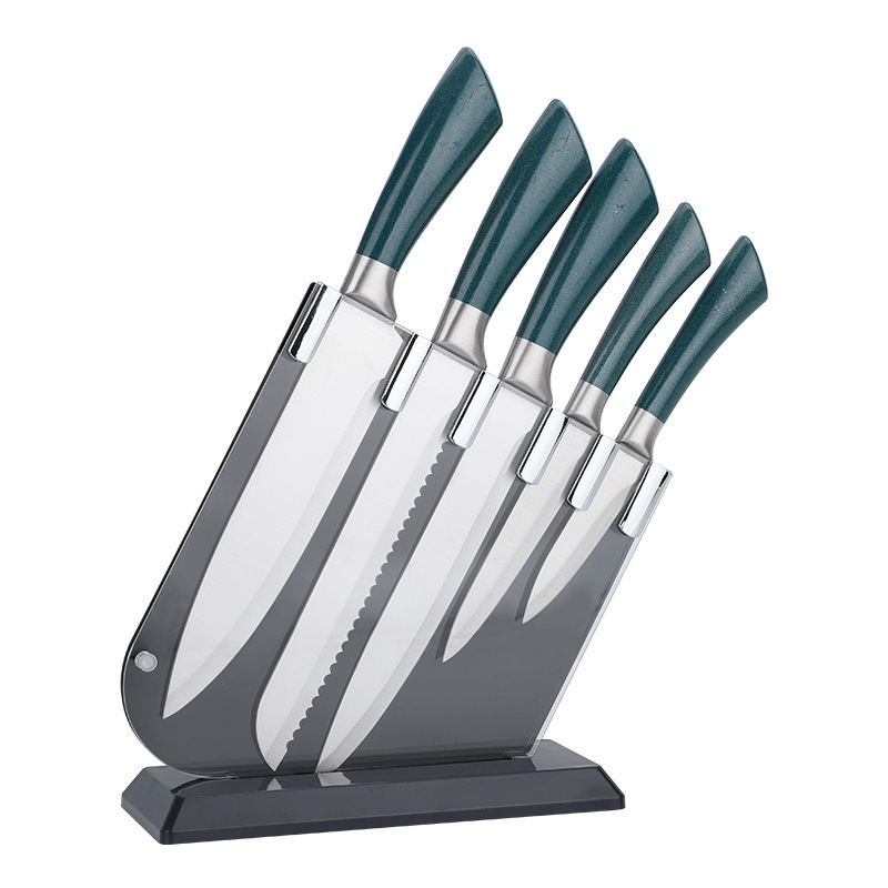 Kitchen knife set household acrylic knife holder knife set five-piece kitchen knife bread knife combination gift set