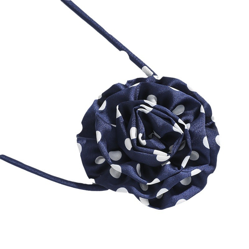 Kenjie 2024 new chiffon polka dot rose choker necklace for women long bow tie necklace