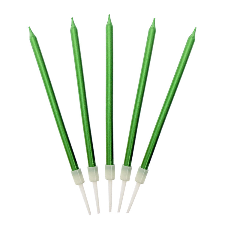 5ZW Long Rod Gold Silver Colorful Gold-Plated Pencil Birthday Candle Dessert Table Cake Baking Supplies 6 Pieces Box