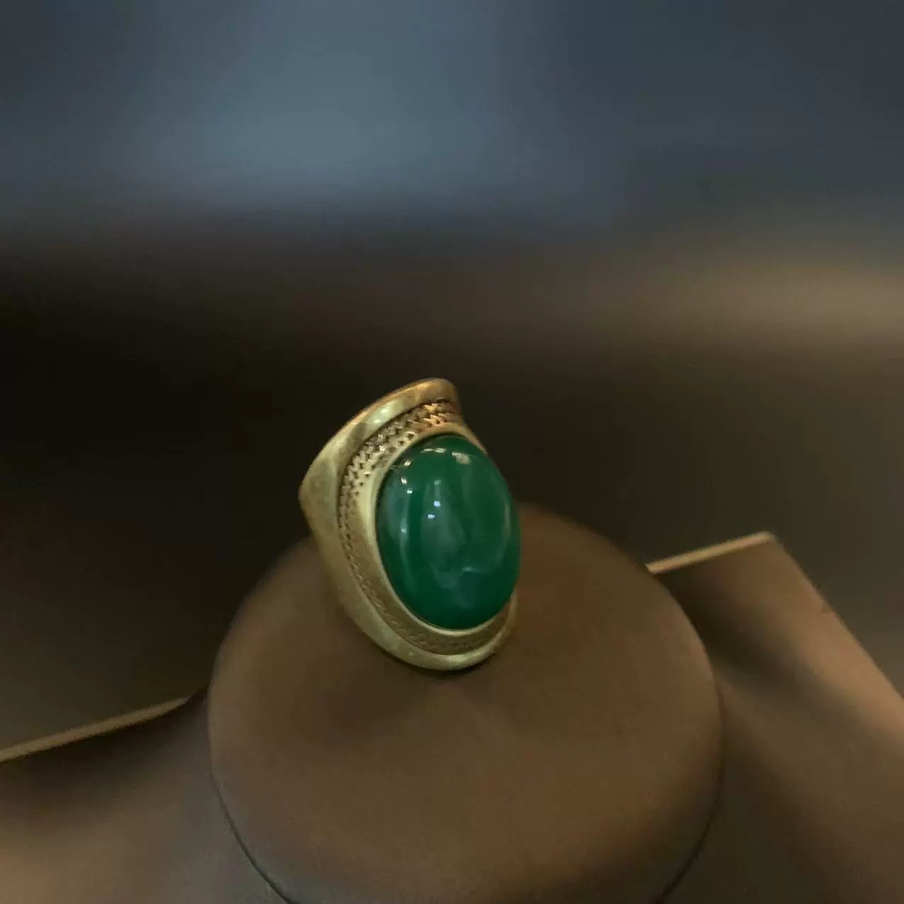 Vintage accessories brass inlaid baroque natural stone bud ring 2025