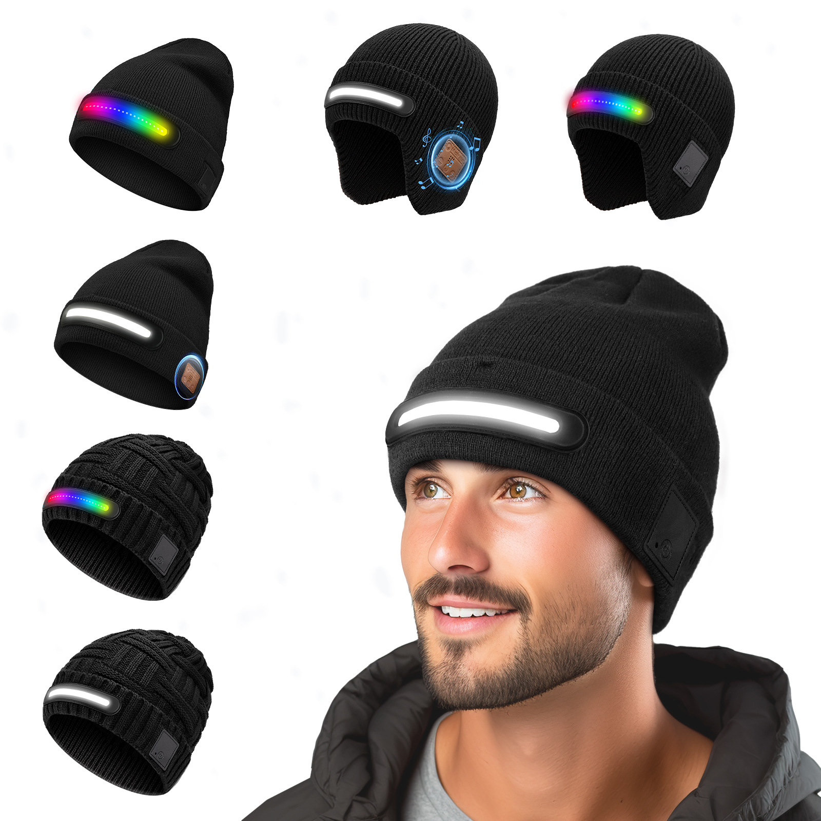 Night Outdoor Adventure Glowing Lighting Bluetooth LED Lamp Hat TK Light Effect Music Hat Factory