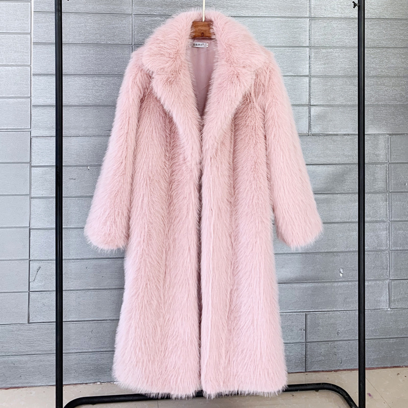 Autumn/winter women's long toka faux fur suit collar jacket coat artificial fur faux fur coat