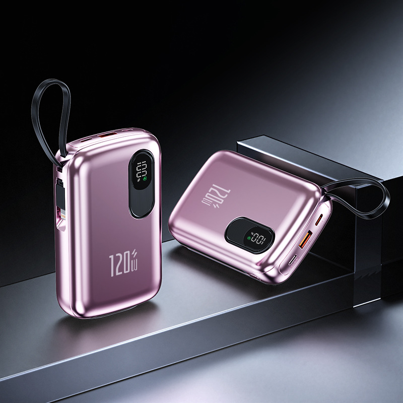 120W Fast Charging Metallic Paint Digital Display Cable 1/20000mAh Power Bank Compact Portable Mobile Power Supply