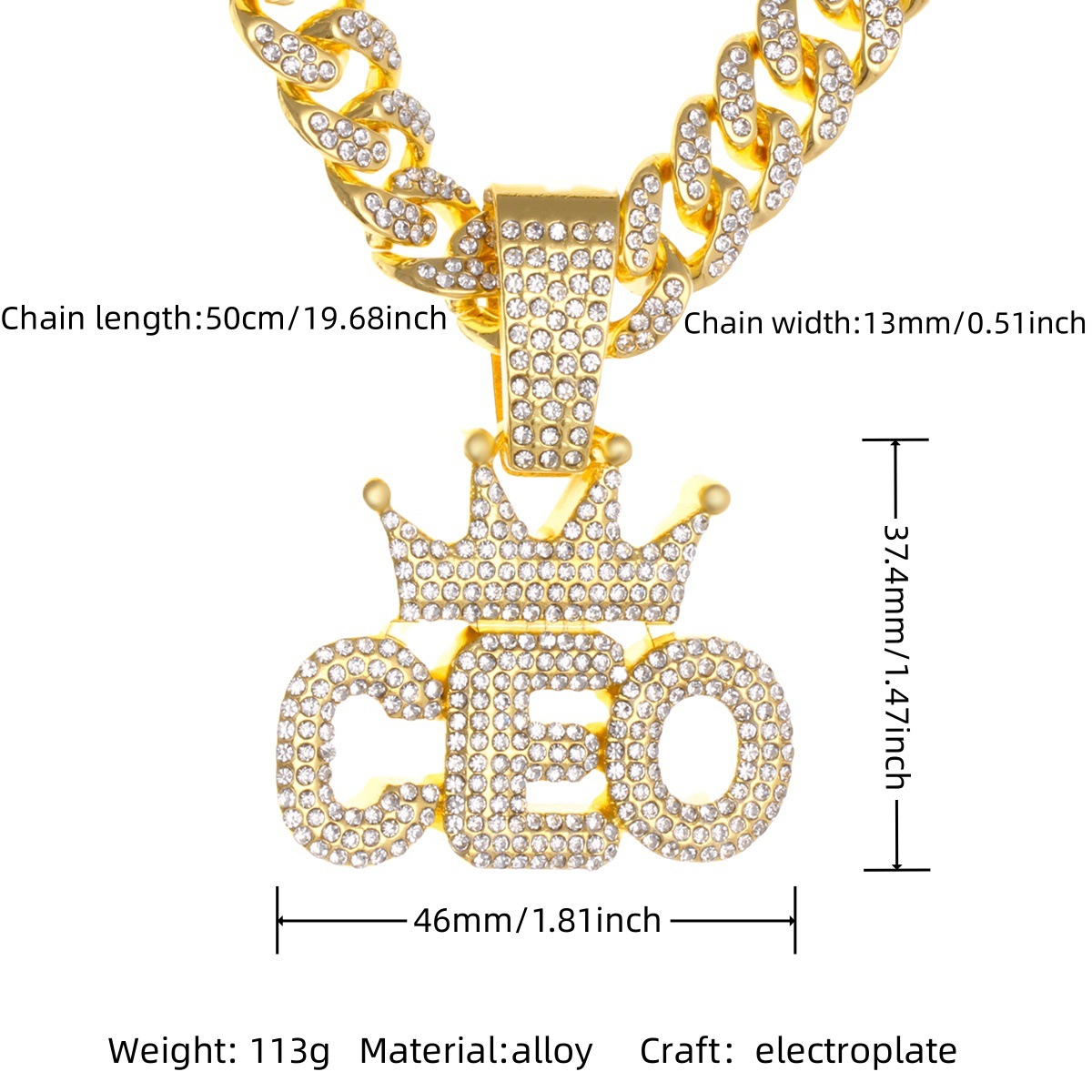 金色CEO吊坠项链