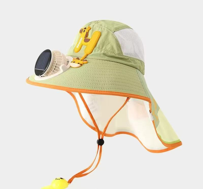 Solar Fan Children's Hat, Summer Thin Sun Protection, Wide Brim, Cape Hat, Boys and Girls, Hollow Top Hat