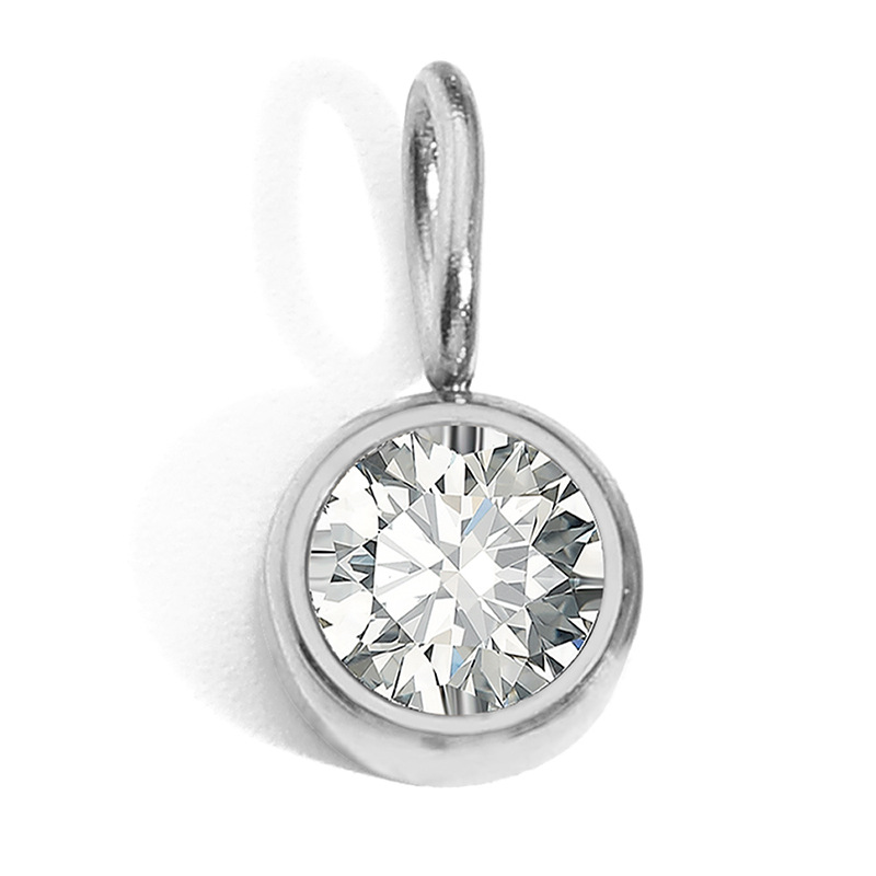 eManco Stainless Steel Jewelry Accessories 8mm Birthstone Pendant DIY Jewelry Accessories Colored Rhinestone Charm