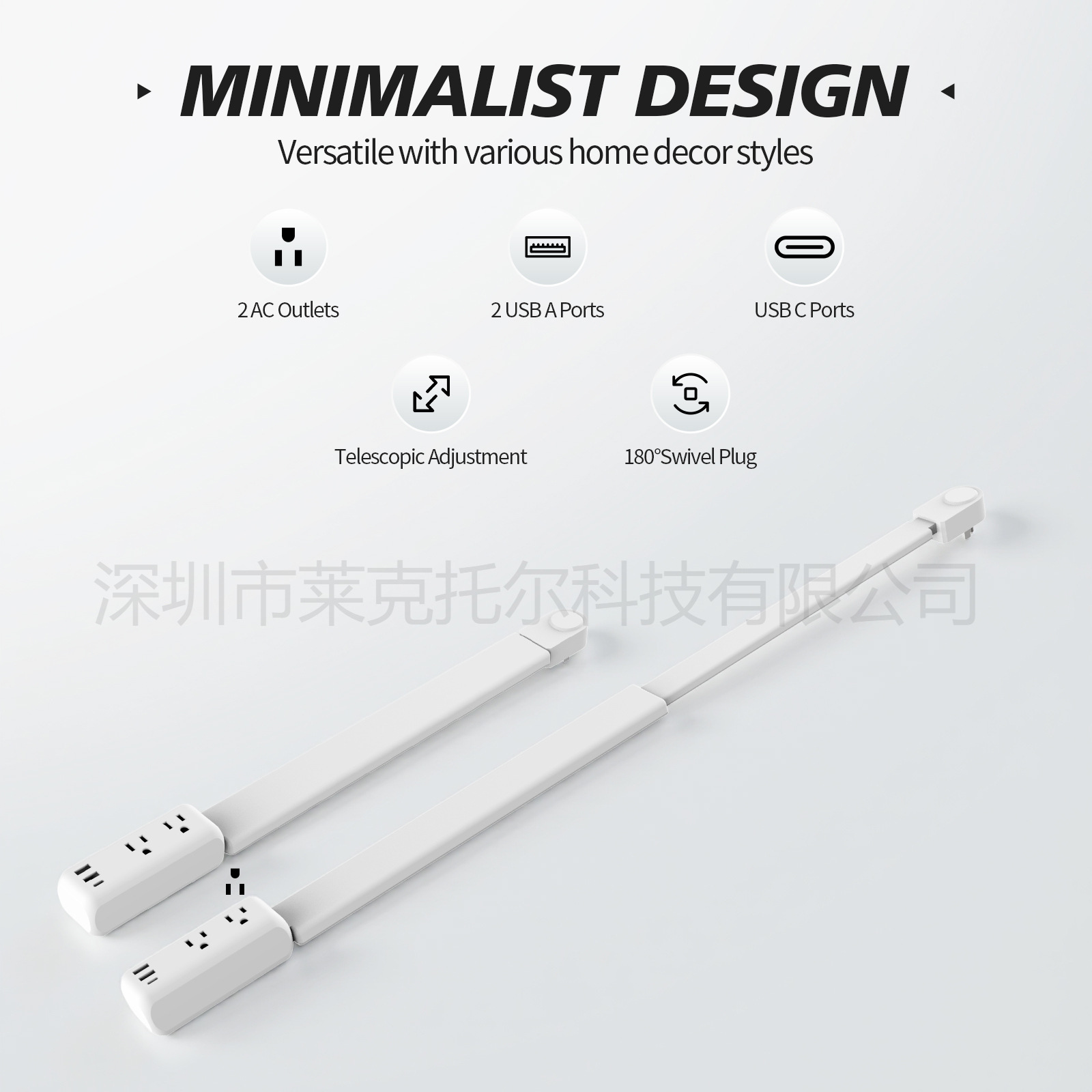 New Retractable Expandable Power Outlet, Power Outlet Extender 180° Rotating Socket Expansion