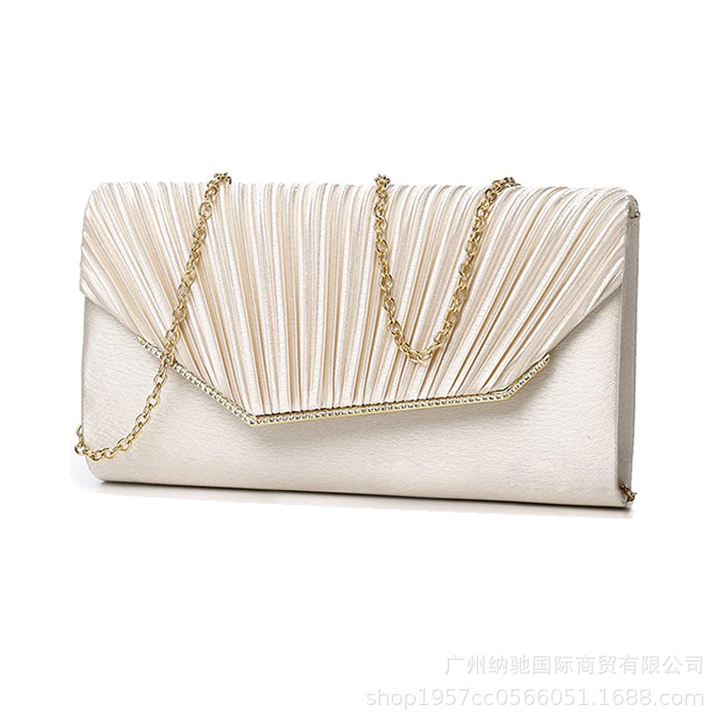 Evening bag pleated clutch dress bag crossbody single shoulder bag bride bag banquet bag