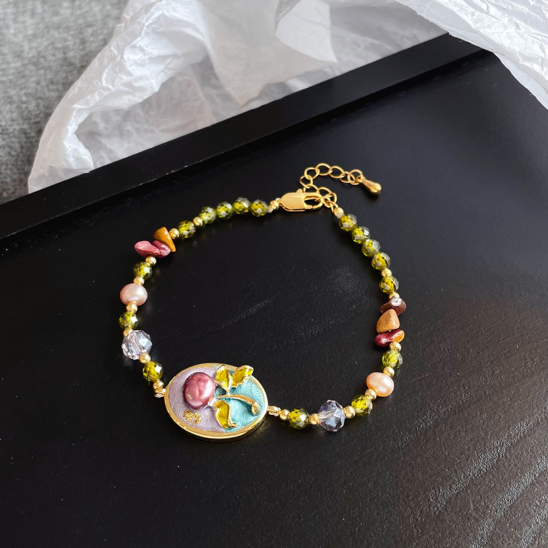 NALA Drip Oil Flower Pearl Bracelet Women Bracelet Women Fresh Sweet Bracelet