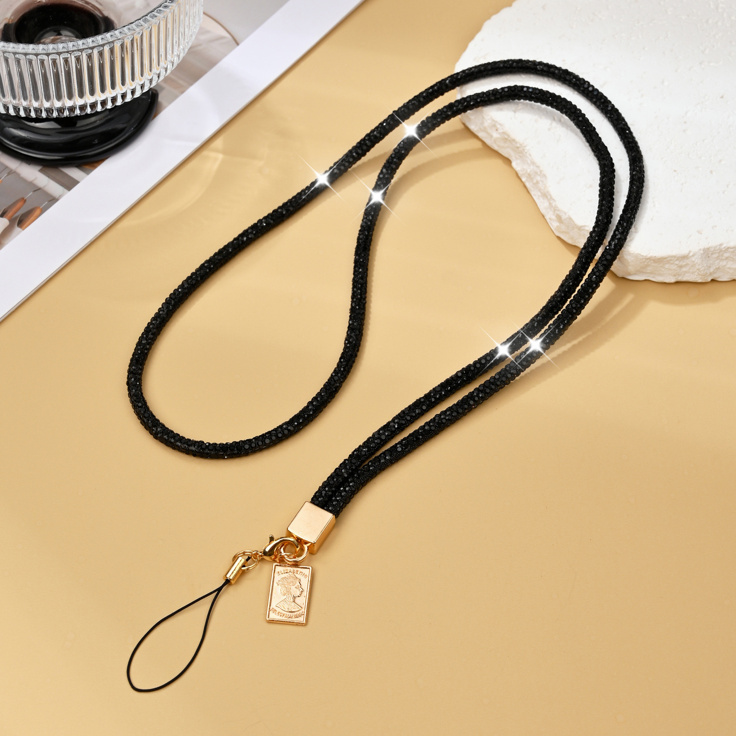 Phone lanyard luxury full rhinestone rhinestone phone chain neck long rhinestone chain women phone hang