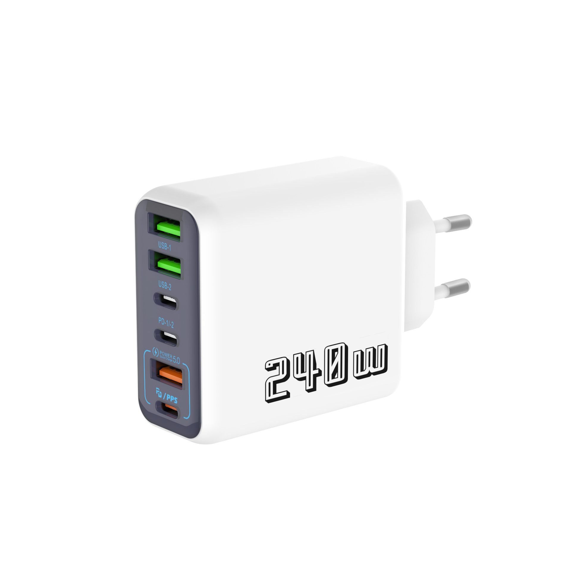 New 240W Multi-Port Charger PD Fast Charge qc3.0 Charging Head 3USB+3PD UK Plug 5V4A