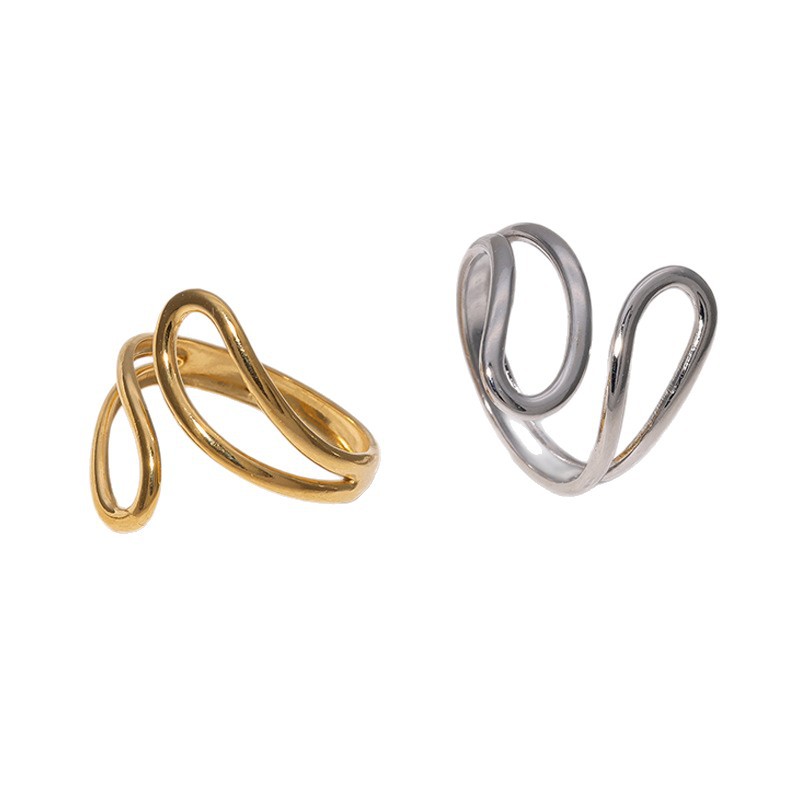 Stainless steel ring women simple style niche line open ring titanium steel ring hand jewelry