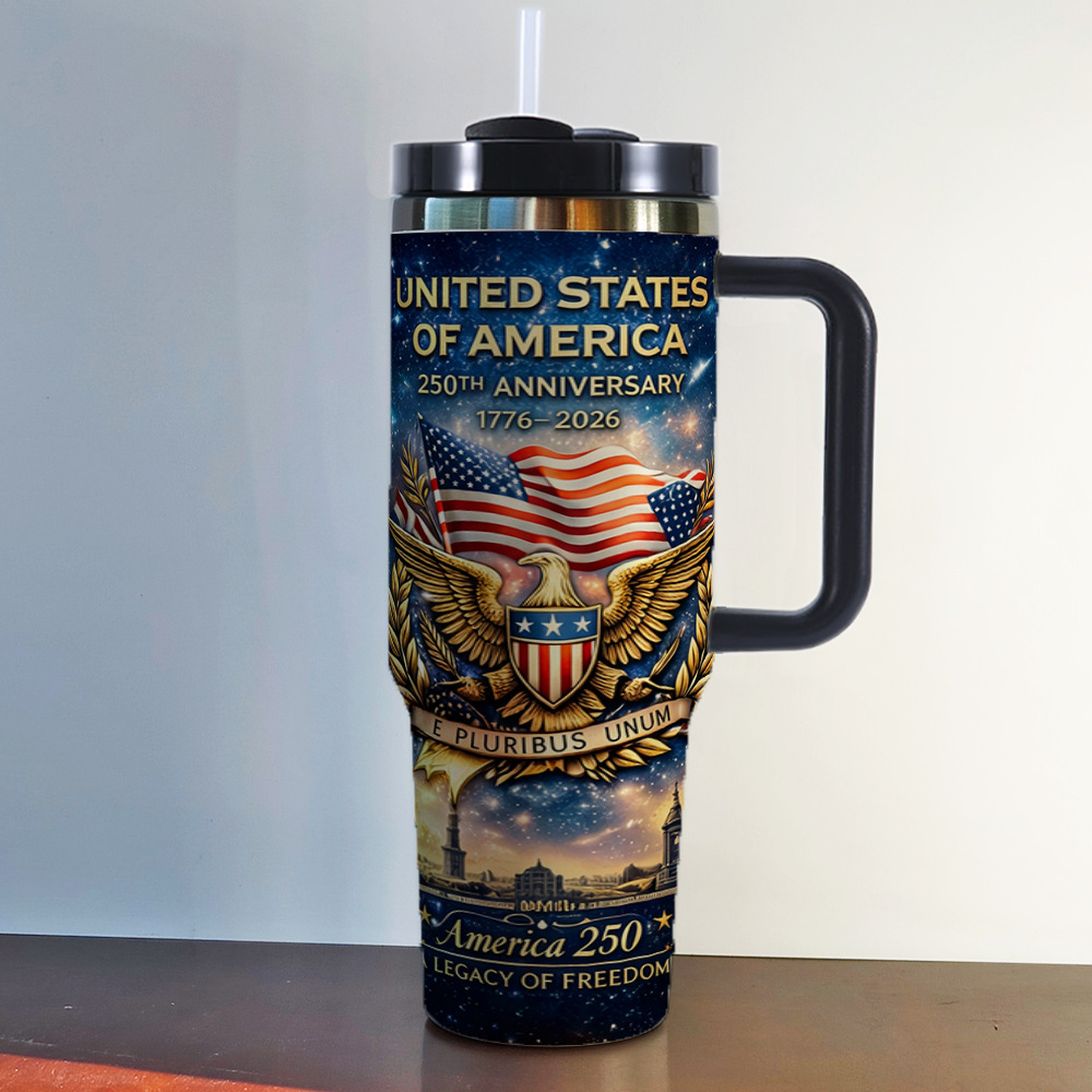 American Independence Day 250th Anniversary 40oz Insulated Tumbler Stainless Steel Cold Cup Car Cup