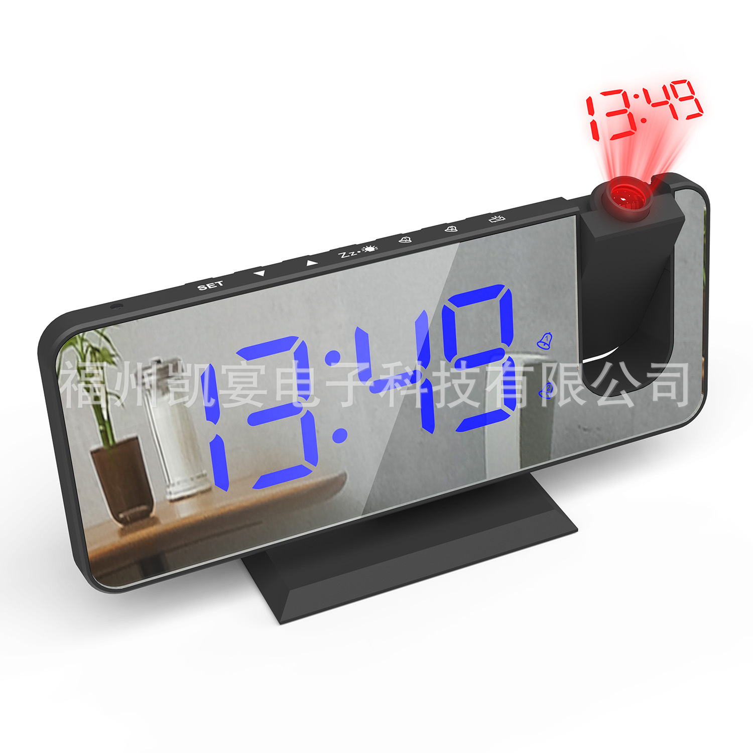 New Dual Alarm Projection Electronic Clock LED Mirror Mirror Large Screen Alarm Clock