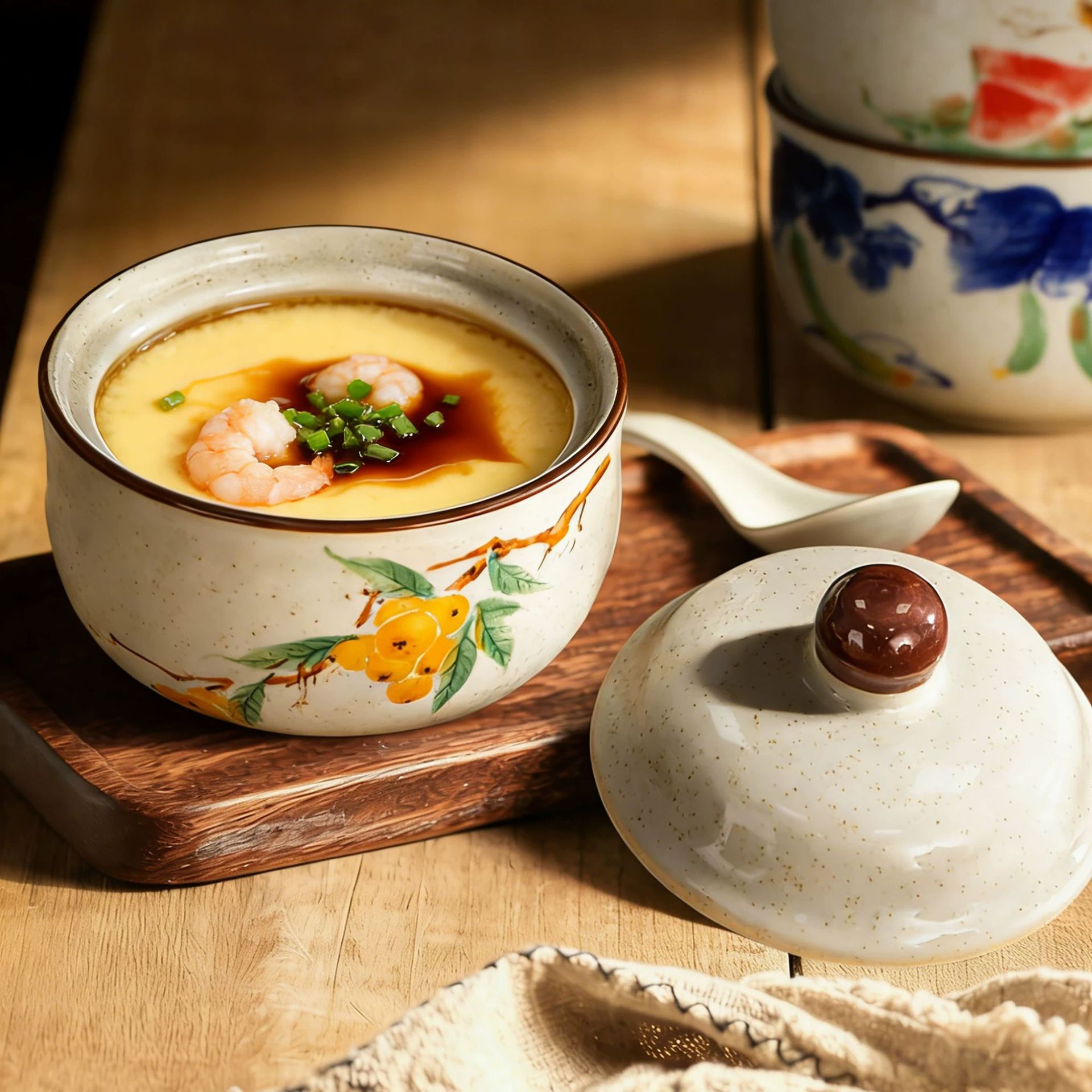 Japanese ceramic stew pot earthenware pot water-separated stew pot household medicine pot soup pot stew soup bowl with lid bowl bird's nest egg steaming bowl stew pot