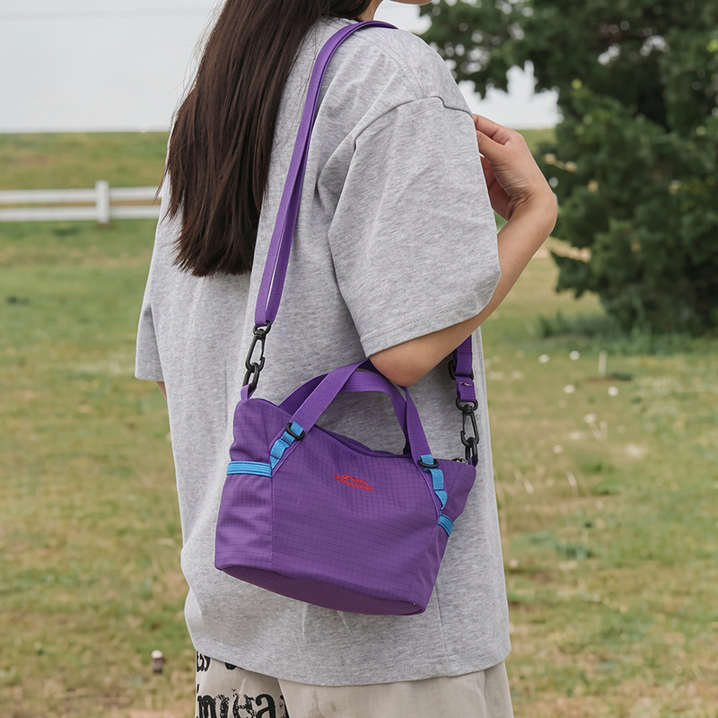 2026 New Dopamine Contrast Color Small Tote Bag Lightweight Nylon Handbag Casual Commute Crossbody Shoulder Bag