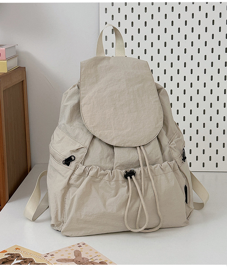 New Niche Lightweight Nylon Fabric Backpack Women Casual Drawstring Travel Large Capacity Backpack