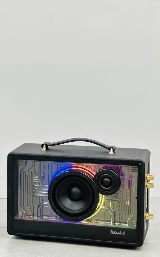 New transparent mechanical RGB light Bluetooth speaker outdoor portable high-quality wireless audio K song microphone