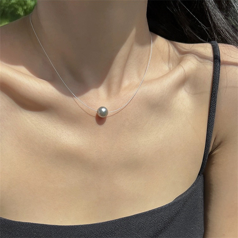 True Akoya Gray Stardust Pearl Pendant New Sweet Adjustable Collarbone Chain Necklace Accessories