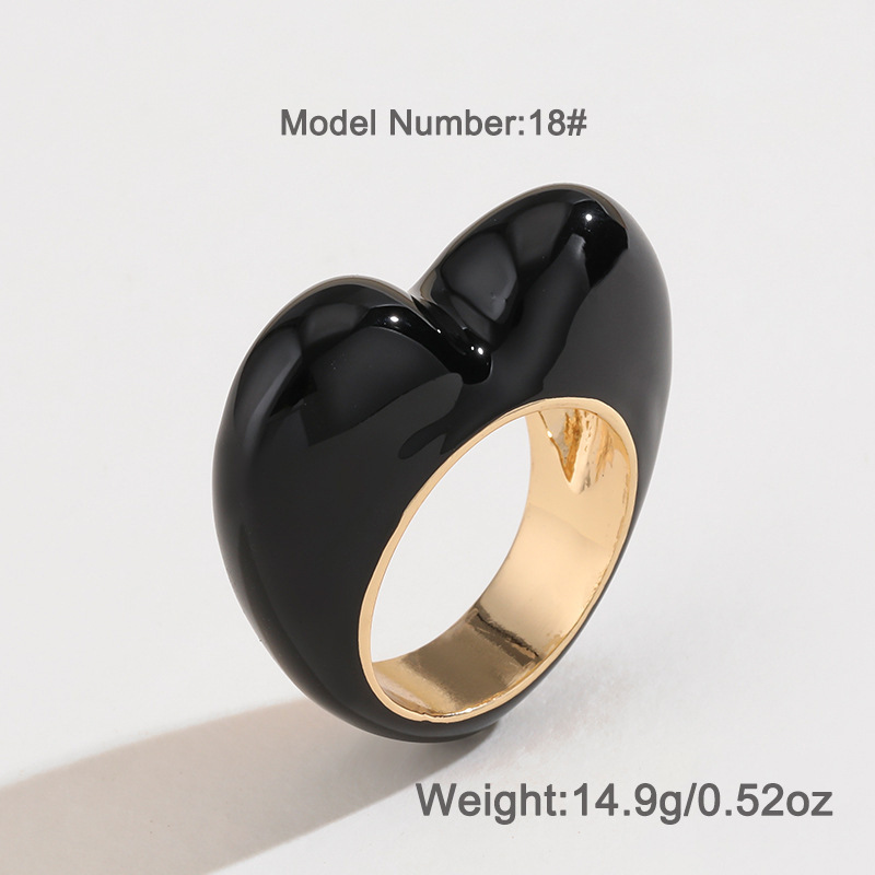 Kenjie Valentine's Day heart-shaped enamel ring original design colorful three-dimensional enamel ring