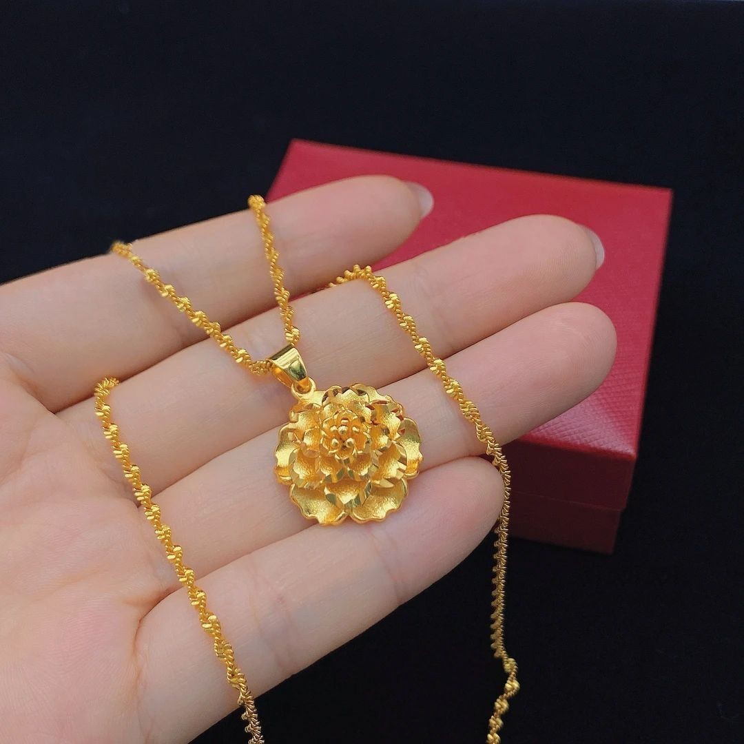 Peony flower pendant ethnic style gift for women