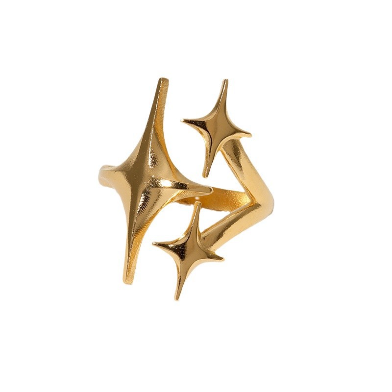 Sense star stainless steel ring simple gold-plated index finger ring