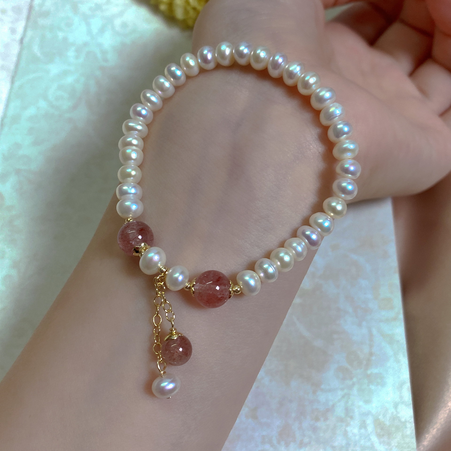 Irregular freshwater pearl bracelet elastic adjustable baroque style