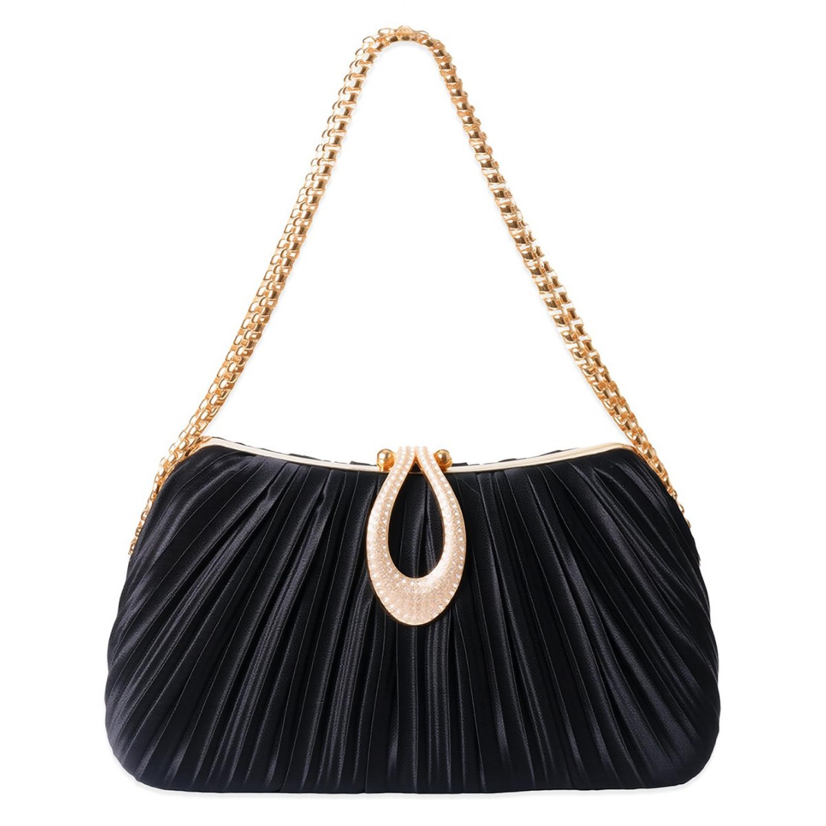 2025 New Satin Pleated Evening Bag Women's Bracelet Celebrity Dress Cheongsam Banquet Bag Women's Single Shoulder Crossbody Bag