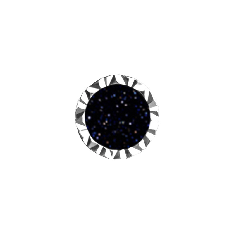 Silver plated earrings for men, natural black agate inlaid silver couple s925 silver feeling women's earrings