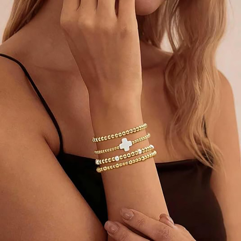 Cross Gold Beaded Bracelet Heart Knot Geometric Ring Hand Jewelry Best Selling New