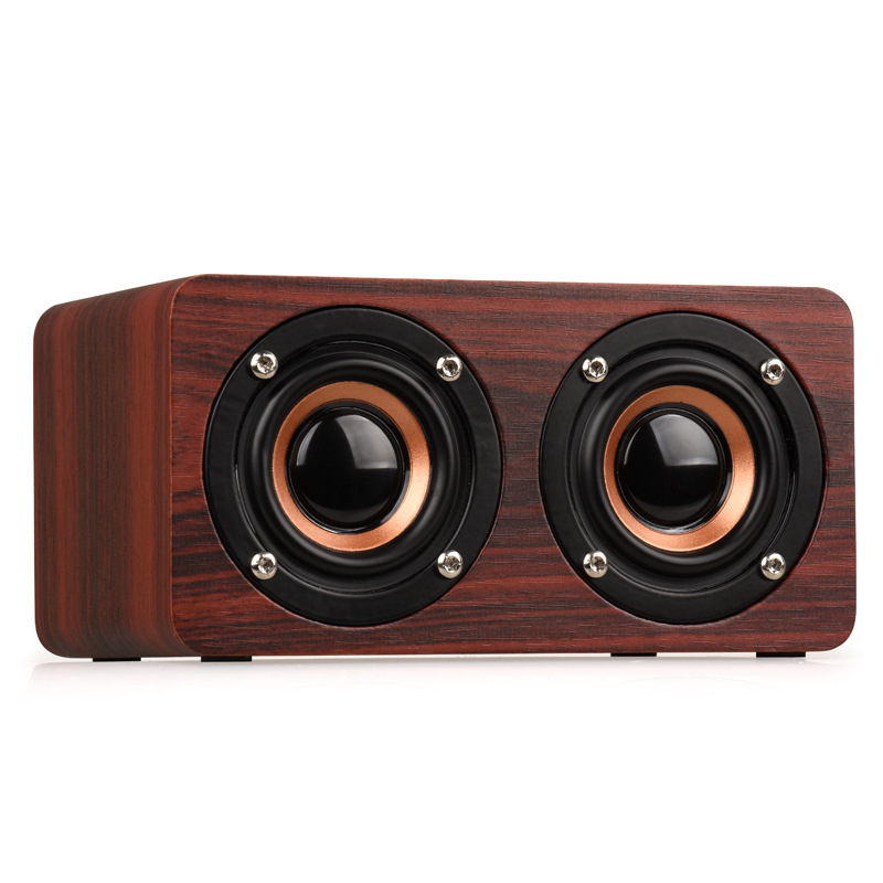 W5 Wooden Wireless Bluetooth Speaker Dual Speaker Heavy Bass Phone Mini Card Slot Audio