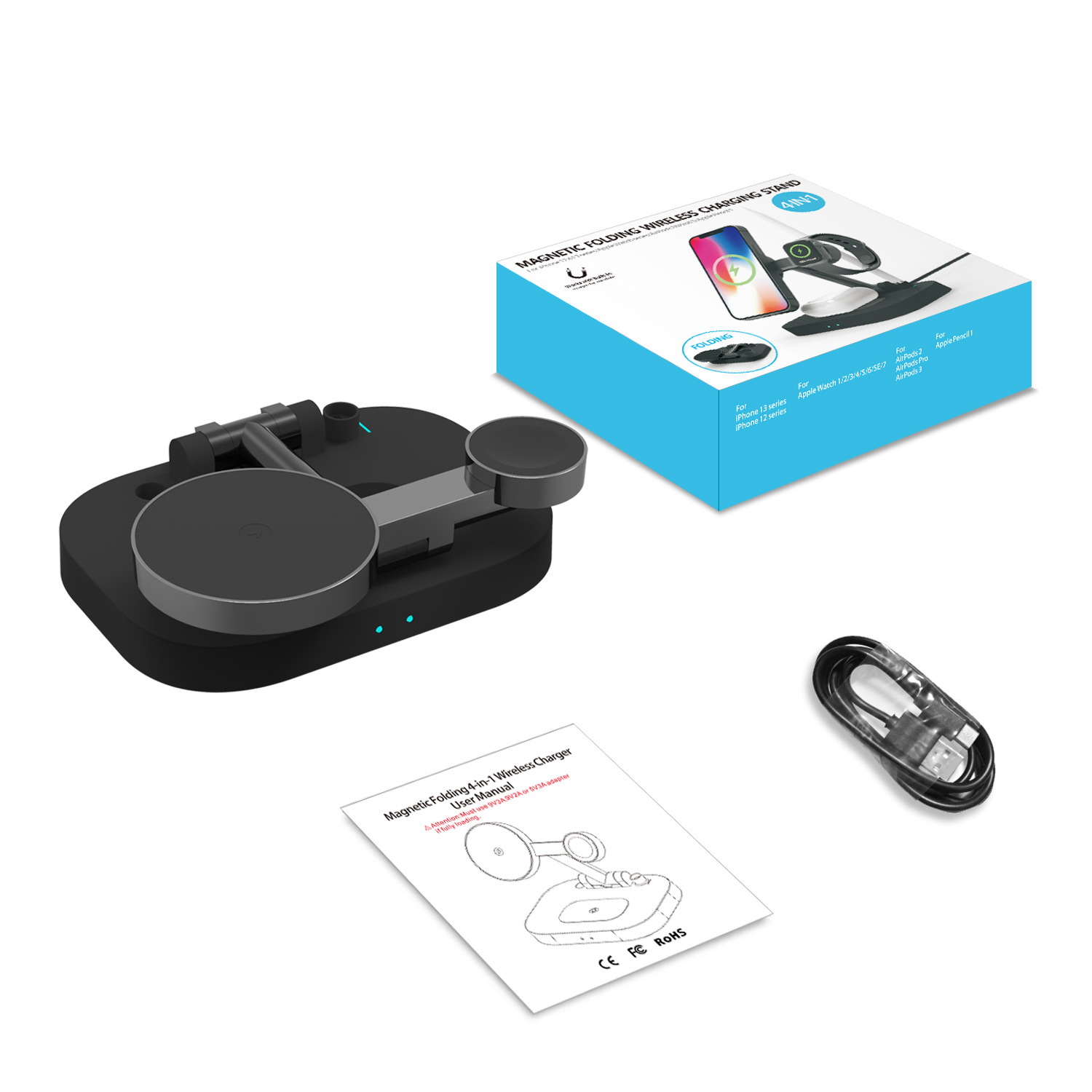 F22 Wireless Charger Magnetic Wireless Charger 15W Wireless Charger 4-in-1 Wireless Charger