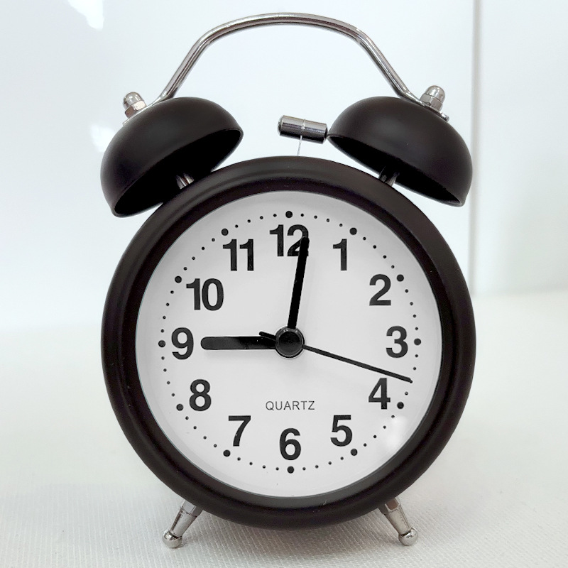 Promotional 3-Inch Metal Bell Alarm Clock Aishida High-Quality Silent Movement Loud Bell Dual-Ear Bell Clock